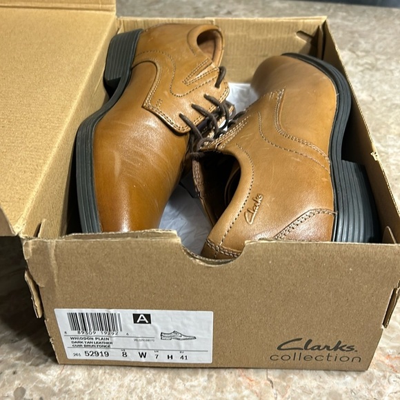Clark’s WHIDDON PLAIN, men shoes, Oxford,leather,dark tan ,8W,comfort, office - Picture 2 of 15